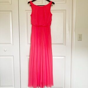 B. Darlin Coral Pink Sleeveless Long Maxi Dress Light Dark Chiffon Pleated Lined